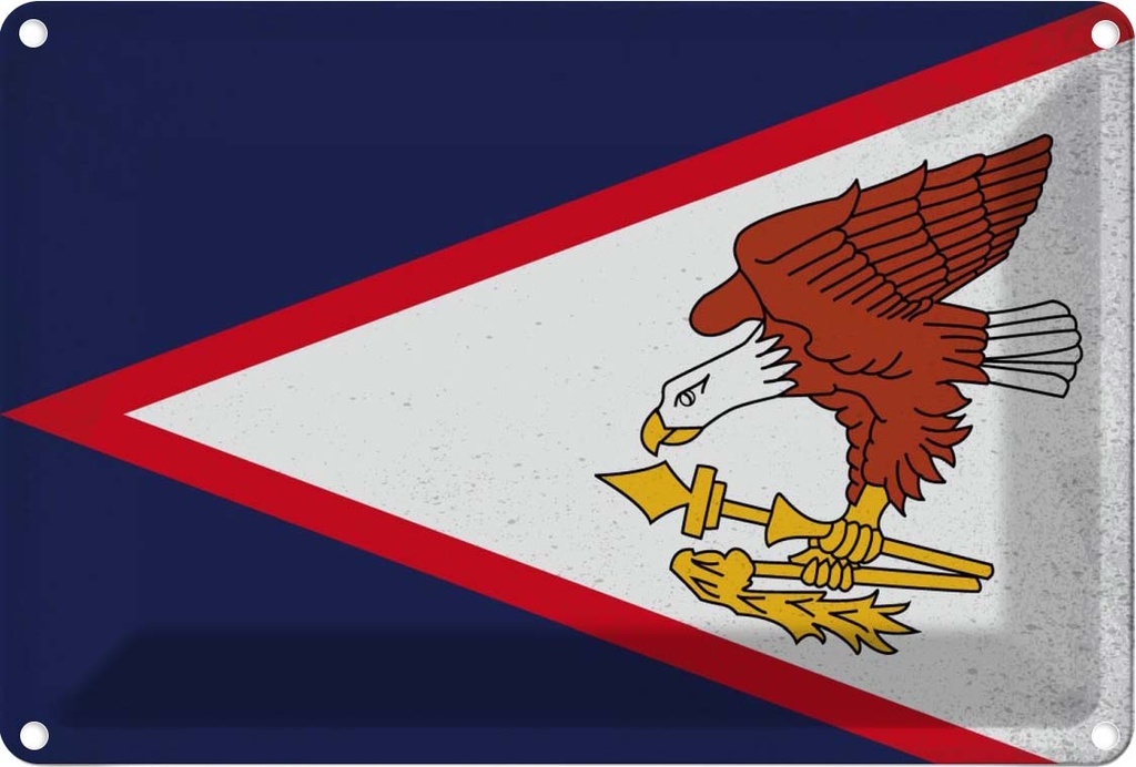 Blechschild 12x18 cm American Samoa Vintage Flagge Fahne Wappen
