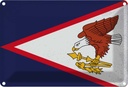 Blechschild 12x18 cm American Samoa Vintage Flagge Fahne Wappen
