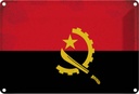 Blechschild 12x18 cm Angola Vintage Flagge Fahne Wappen