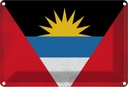 Blechschild 12x18 cm Antigua und Barbuda Vintage Flagge Fahne Wappen