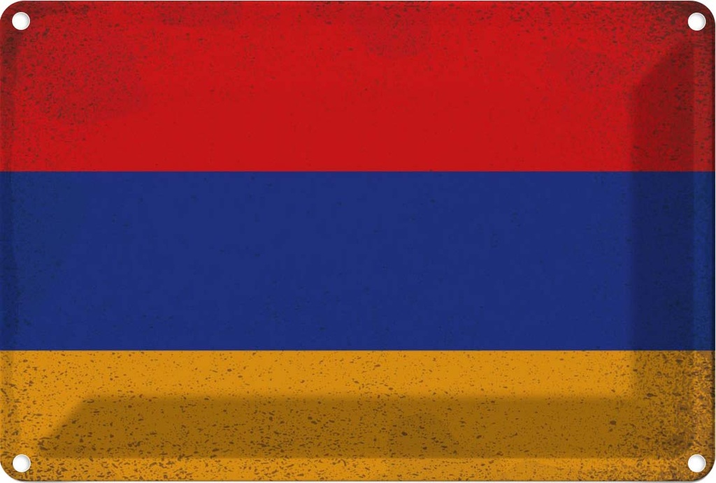 Blechschild 12x18 cm Armenien Armenia Vintage Flagge Fahne Wappen
