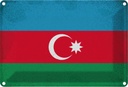 Blechschild 12x18 cm Aserbaidschan Azerbaijan Vintage Flagge Fahne Wappen