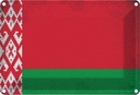 Blechschild 12x18 cm Weißrussland Belarus Vintage Flagge Fahne Wappen