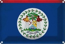 Blechschild 12x18 cm Belize Vintage Flagge Fahne Wappen