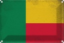Blechschild 12x18 cm Benin Vintage Flagge Fahne Wappen