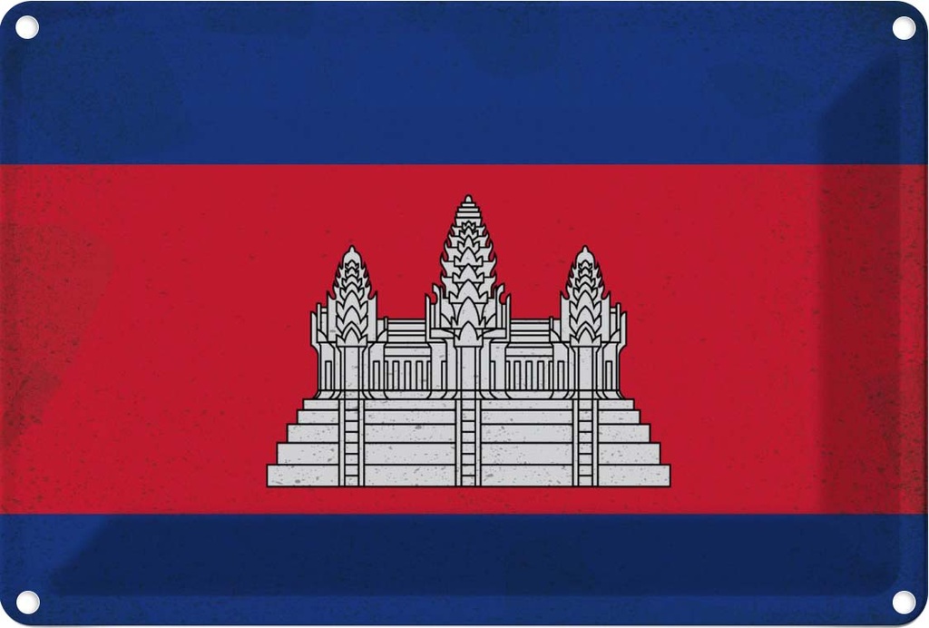 Blechschild 12x18 cm Kambodscha Cambodia Vintage Flagge Fahne Wappen