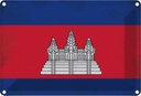 Blechschild 12x18 cm Kambodscha Cambodia Vintage Flagge Fahne Wappen