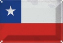 Blechschild 12x18 cm Chile Vintage Flagge Fahne Wappen