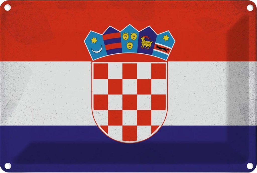 Blechschild 12x18 cm Kroatien Croatia Vintage Flagge Fahne Wappen