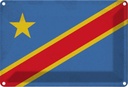 Blechschild 12x18 cm DR Kongo Congo Vintage Flagge Fahne Wappen