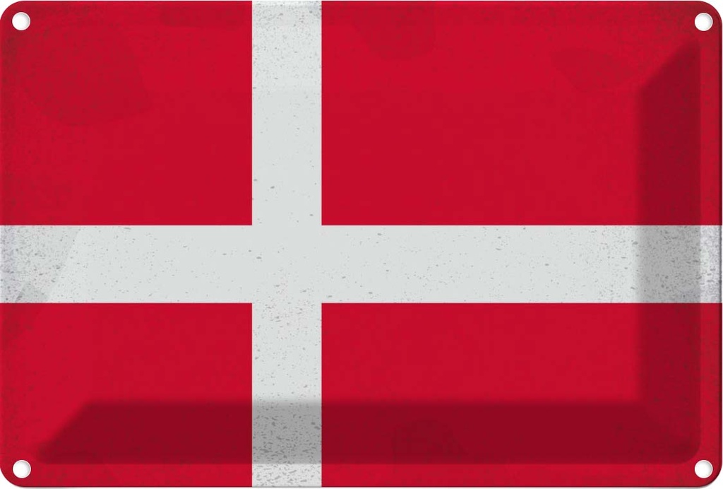 Blechschild 12x18 cm Dänemark Denmark Vintage Flagge Fahne Wappen