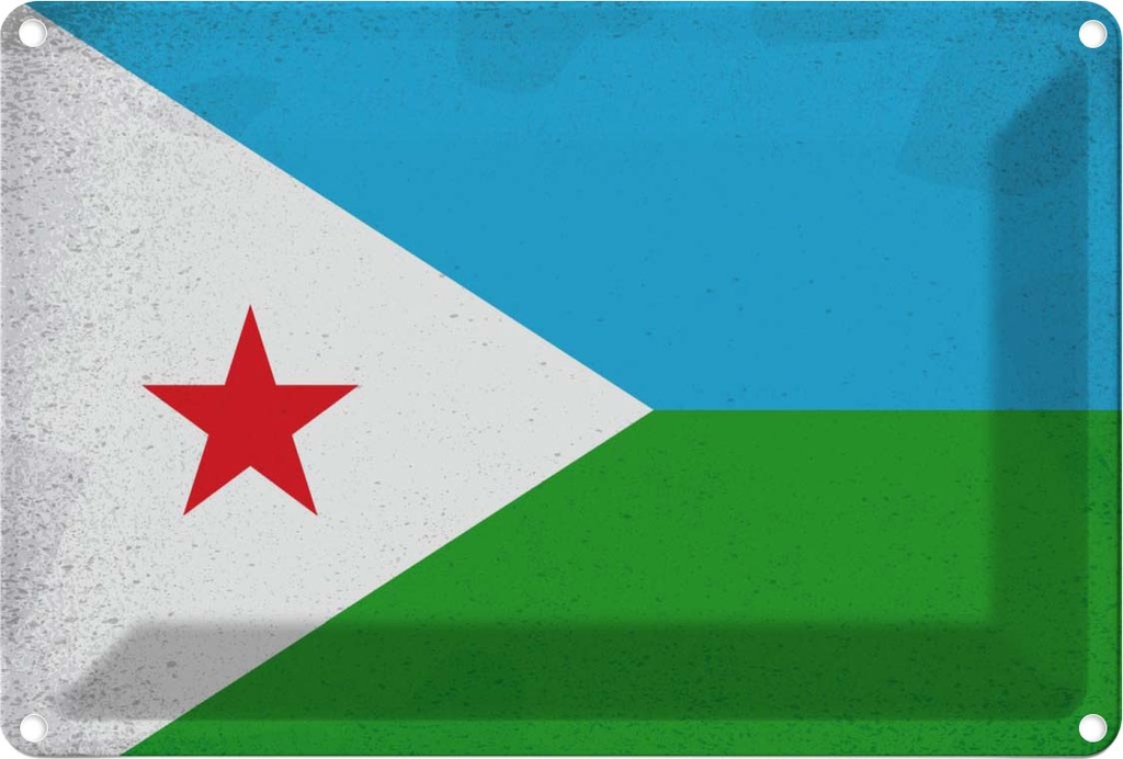 Blechschild 12x18 cm Dschibuti Djibouti Vintage Flagge Fahne Wappen