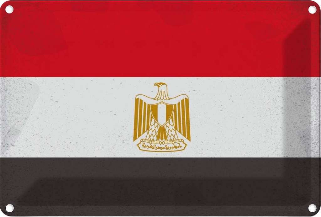 Blechschild 12x18 cm Ägypten Egypt Vintage Flagge Fahne Wappen