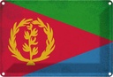 Blechschild 12x18 cm Eritrea Vintage Flagge Fahne Wappen