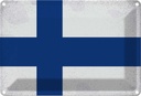 Blechschild 12x18 cm Finnland Finland Vintage Flagge Fahne Wappen