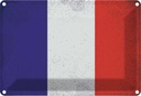 Blechschild 12x18 cm Frankreich France Vintage Flagge Fahne Wappen