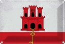 Blechschild 12x18 cm Gibraltar Vintage Flagge Fahne Wappen