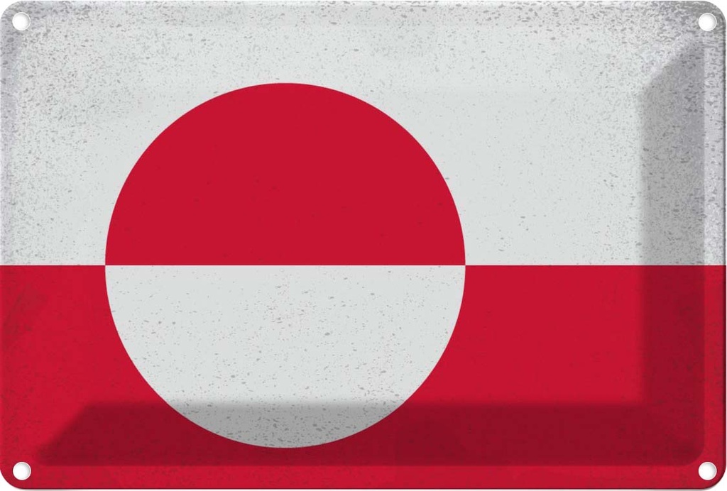 Blechschild 12x18 cm Grönland Greenland Vintage Flagge Fahne Wappen