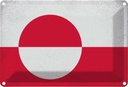 Blechschild 12x18 cm Grönland Greenland Vintage Flagge Fahne Wappen