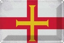 Blechschild 12x18 cm Guernsey Vintage Flagge Fahne Wappen