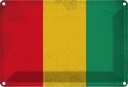 Blechschild 12x18 cm Guinea Vintage Flagge Fahne Wappen
