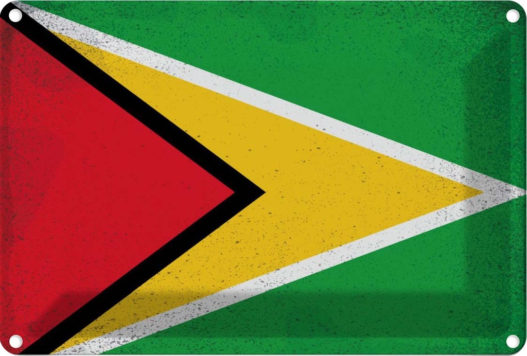 Blechschild 12x18 cm Guyana Vintage Flagge Fahne Wappen