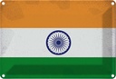 Blechschild 12x18 cm Indien India Vintage Flagge Fahne Wappen