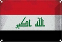 Blechschild 12x18 cm Irak Iraq Vintage Flagge Fahne Wappen