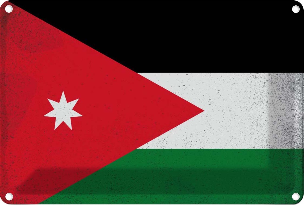 Blechschild 12x18 cm Jordanien Jordan Vintage Flagge Fahne Wappen