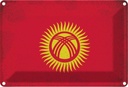 Blechschild 12x18 cm Kirgisistan Kyrgyzstan Vintage Flagge Fahne Wappen