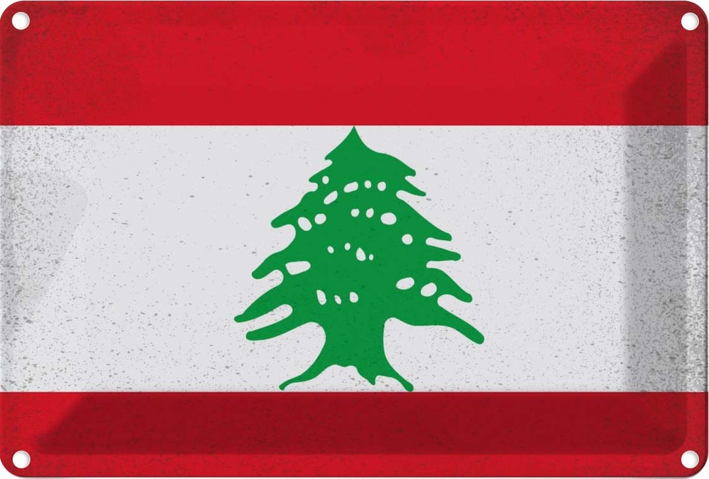 Blechschild 12x18 cm Libanon Lebanon Vintage Flagge Fahne Wappen