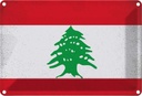 Blechschild 12x18 cm Libanon Lebanon Vintage Flagge Fahne Wappen