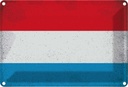 Blechschild 12x18 cm Luxemburg Luxembourg Vintage Flagge Fahne Wappen