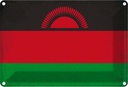 Blechschild 12x18 cm Malawi Vintage Flagge Fahne Wappen
