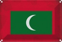Blechschild 12x18 cm Malediven Maldives Vintage Flagge Abenteuer Reisen Fahne Wappen