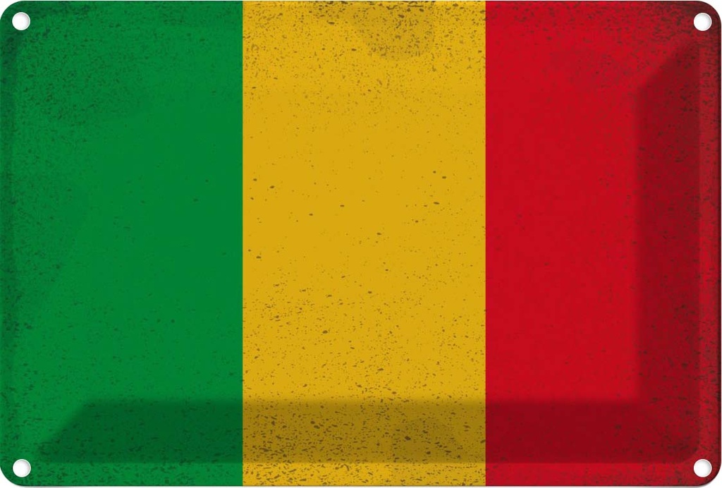 Blechschild 12x18 cm Mali Vintage Flagge Fahne Wappen
