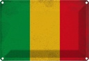 Blechschild 12x18 cm Mali Vintage Flagge Fahne Wappen