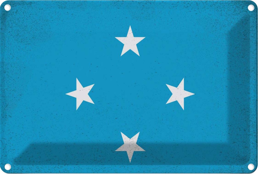 Blechschild 12x18 cm Mikronesien Micronesia Vintage Flagge Fahne Wappen