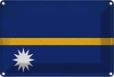 Blechschild 12x18 cm Nauru Vintage Flagge Fahne Wappen