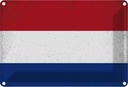 Blechschild 12x18 cm Niederlande Netherlands Vintage Europa Flagge Fahne Wappen
