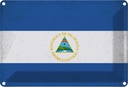 Blechschild 12x18 cm Nicaragua Vintage Flagge Fahne Wappen