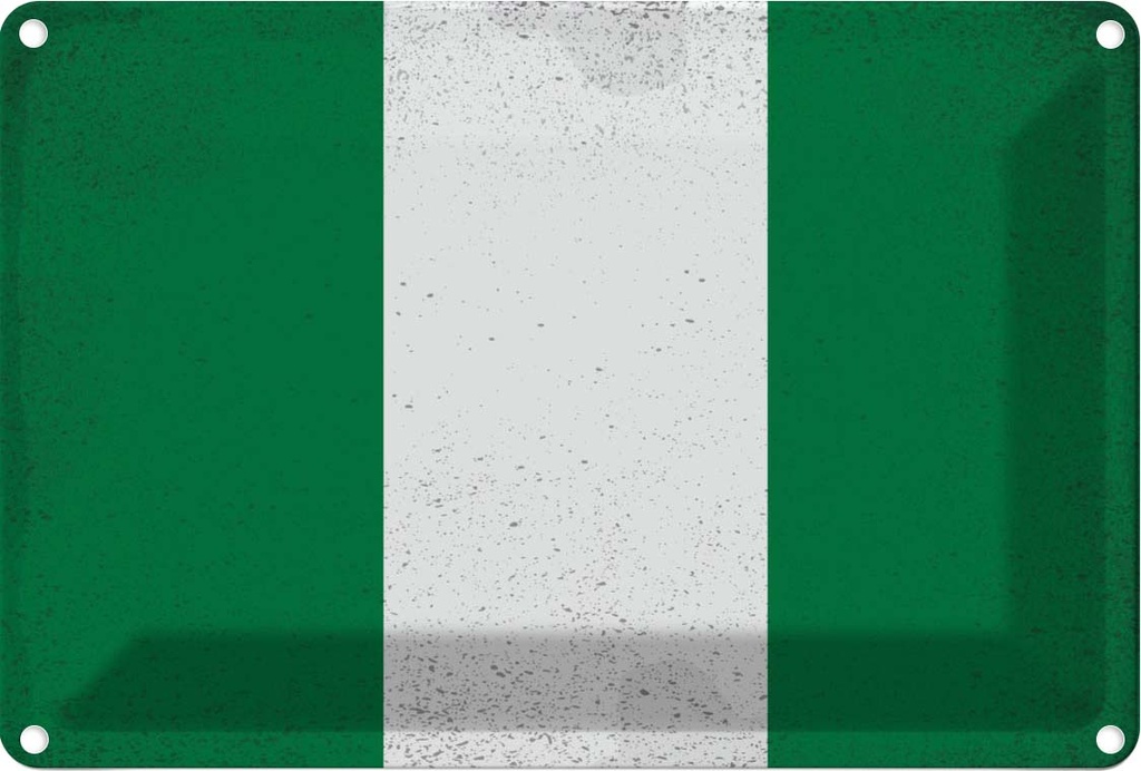 Blechschild 12x18 cm Nigeria Vintage Flagge Fahne Wappen