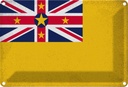 Blechschild 12x18 cm Niue Vintage Flagge Fahne Wappen