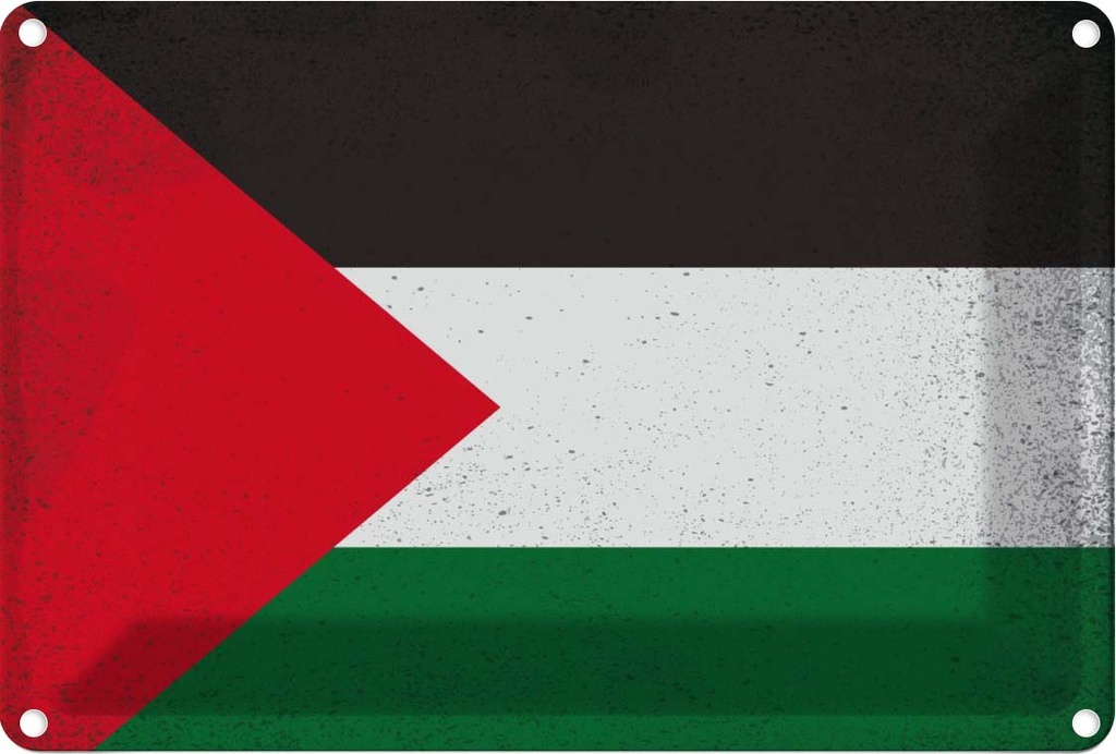 Blechschild 12x18 cm Palästina Palestine Vintage Flagge Fahne Wappen