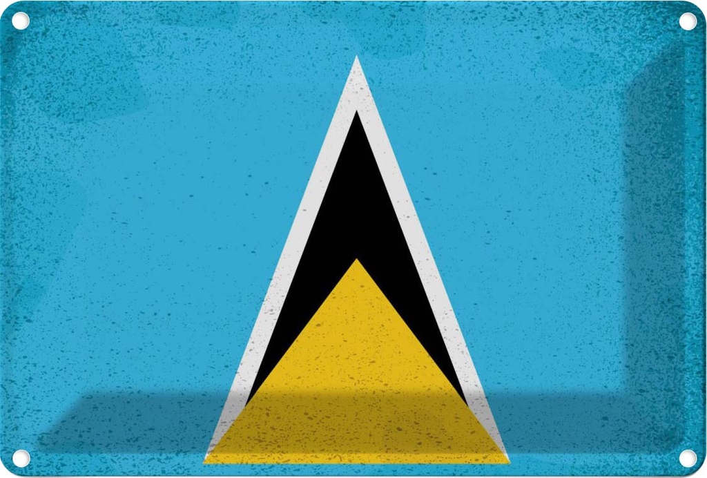Blechschild 12x18 cm Saint Lucia Vintage Flagge Fahne Wappen