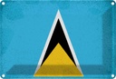 Blechschild 12x18 cm Saint Lucia Vintage Flagge Fahne Wappen