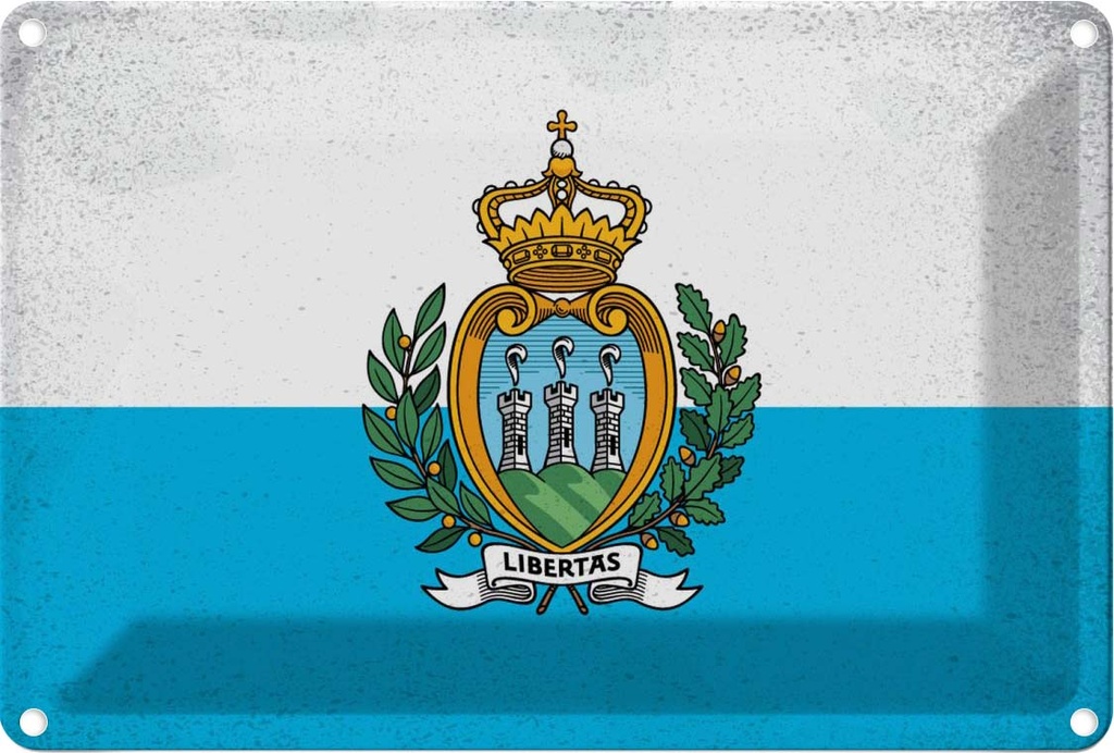 Blechschild 12x18 cm San Marino Vintage Flagge Fahne Wappen