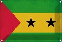 Blechschild 12x18 cm São Tomé und Príncipe Vintage Flagge Fahne Wappen