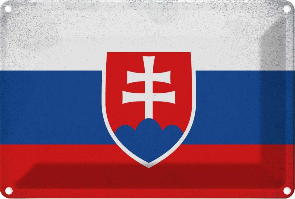 Blechschild 12x18 cm Slowakei Slovakia Vintage Flagge Fahne Wappen