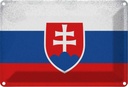 Blechschild 12x18 cm Slowakei Slovakia Vintage Flagge Fahne Wappen